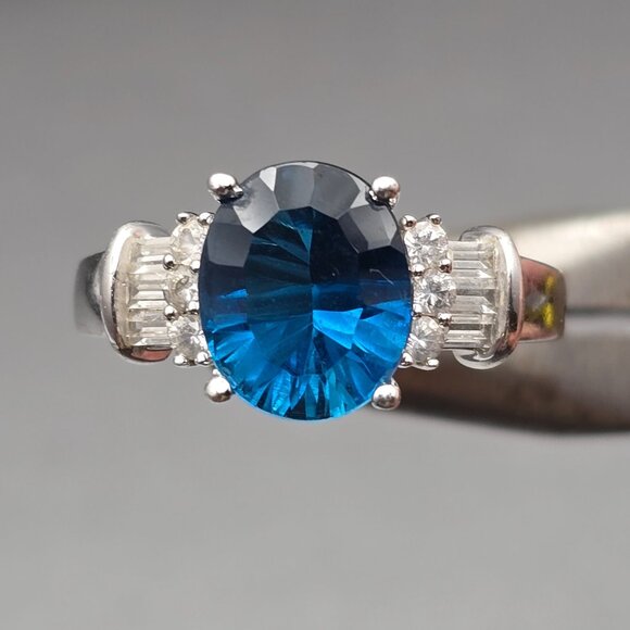 SUN Jewelry Co Jewelry - Sterling Silver London Blue Topaz Cathedral Ring Size 10 Signed SUN 5.09g